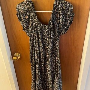 Anthropologie Floral Black Dress